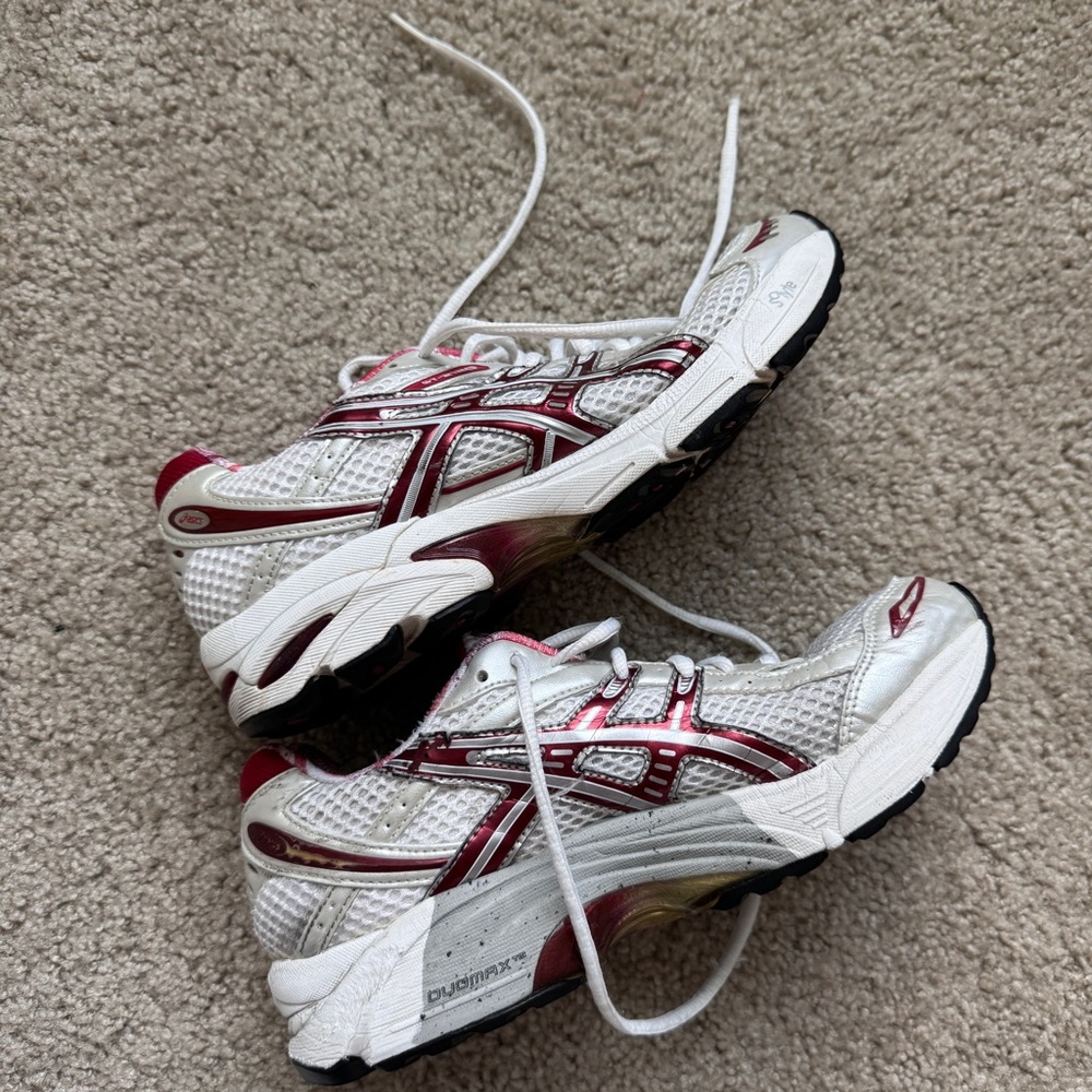 Red and silver ASICS